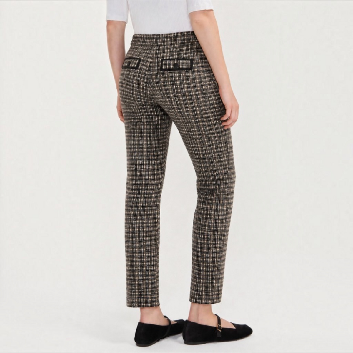 Midrise Trouser w/Faux Leahter Trim 29" LM5723TL77 BLKTN