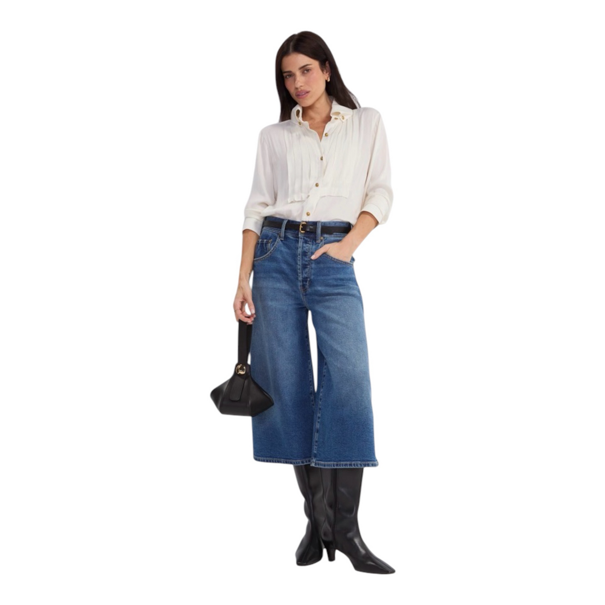 Long Sleeve Tuxedo Woven Top w.High Collar LM8L56PS3
