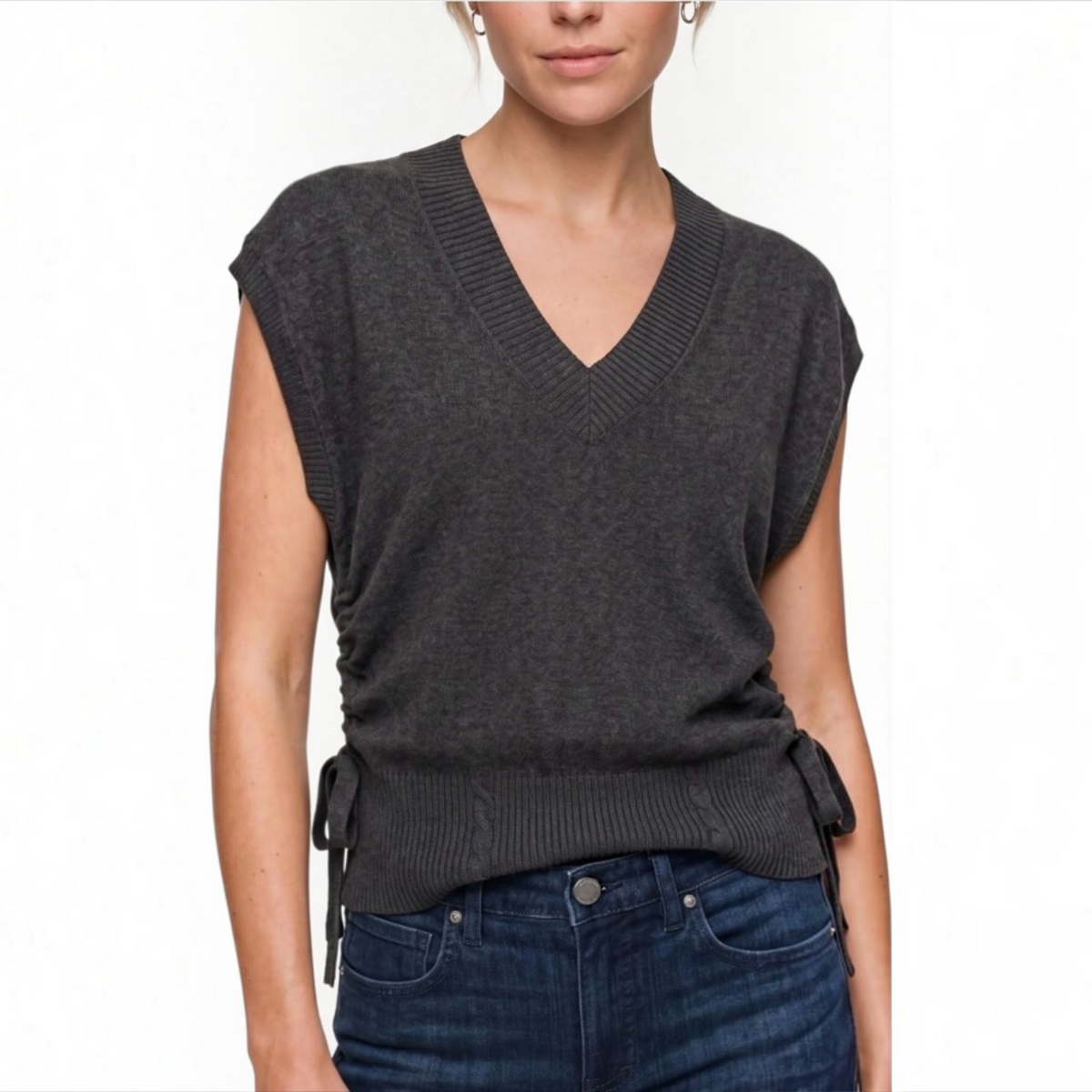 Vneck Dolman Popover Sweaterw/Ties LM8L85SR38