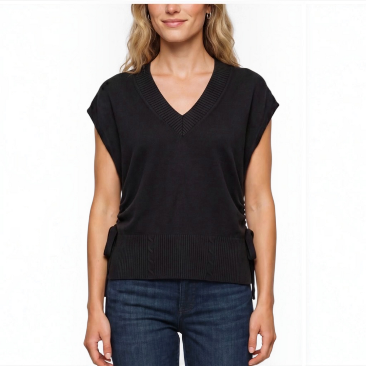 Vneck Dolman Popover Sweaterw/Ties LM8L85SR38