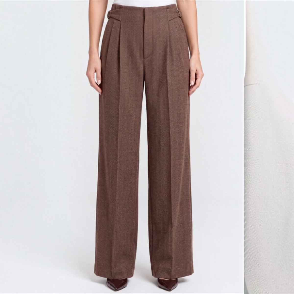High Rise Pleated Wide Leg Trouser W/ Side Tab 31" LM7B65TL78