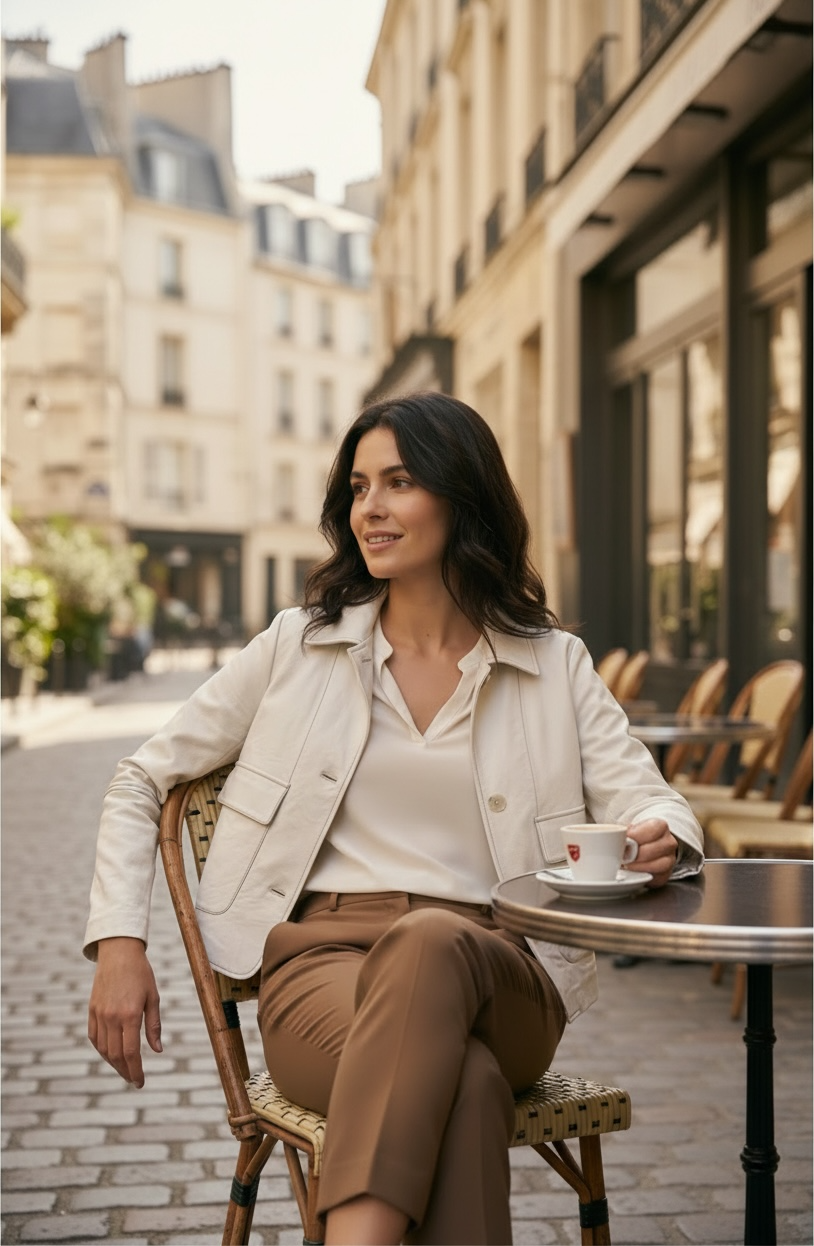 BCJ87A47 Vegan Leather Jacket in Cafe Latte - Urban Shoetique