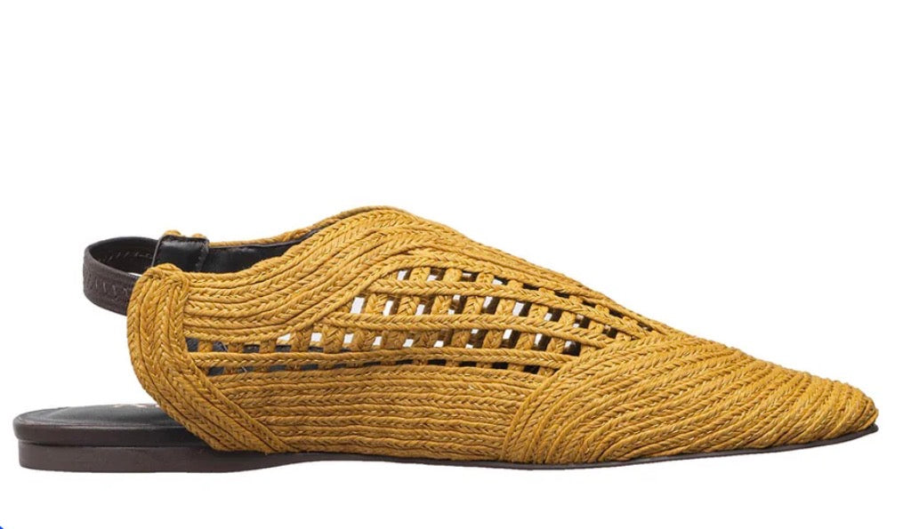 J02 Daisy in Mustard Raffia - Urban Shoetique