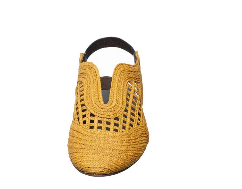J02 Daisy in Mustard Raffia - Urban Shoetique