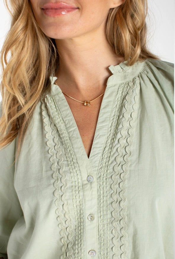 3/4 Sleeve Button Front Woven Top LM8K15EE60E2