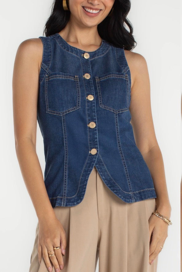 Crew Neck Split Front Vest LM8L08TLF