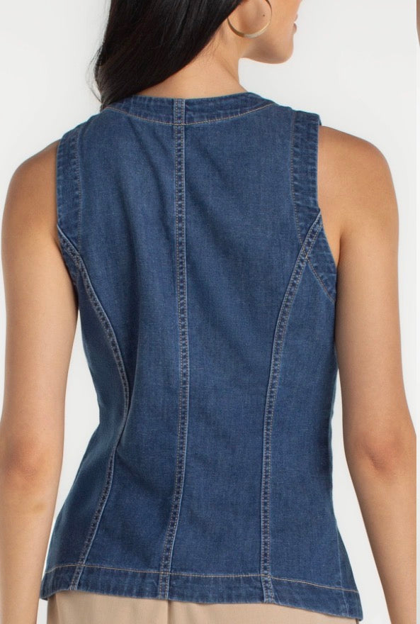 Crew Neck Split Front Vest LM8L08TLF
