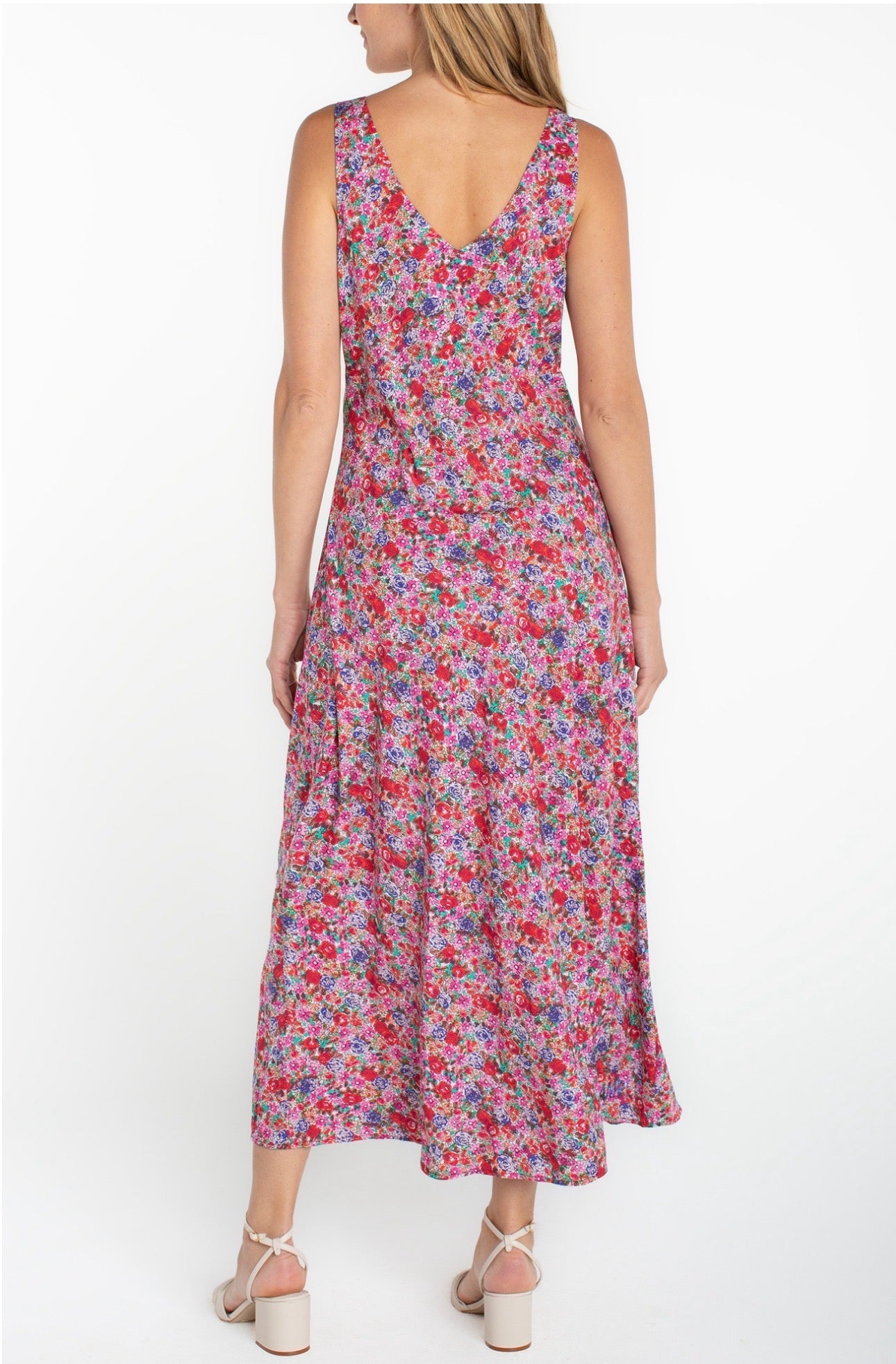 Sleeveless Ruffle Front Woven Maxi Dress LMD030PW3P43