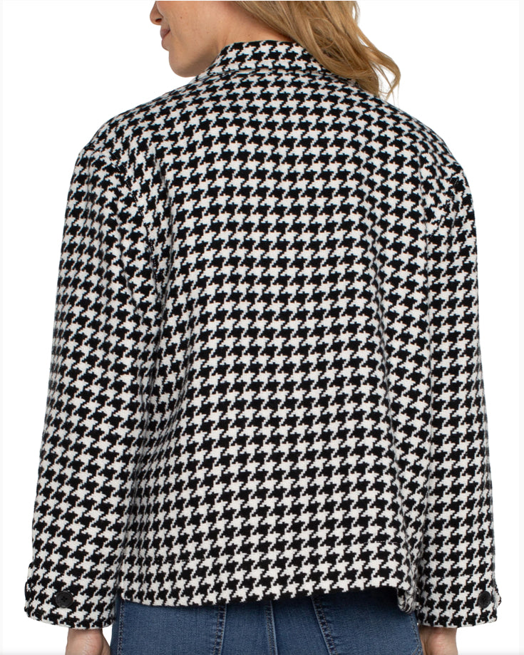 Boxy Shacket Black/White Houndstooth - Urban Shoetique