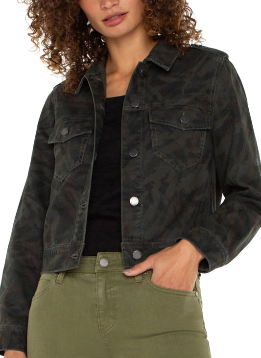 Military Crop Jacket Abstract Camo