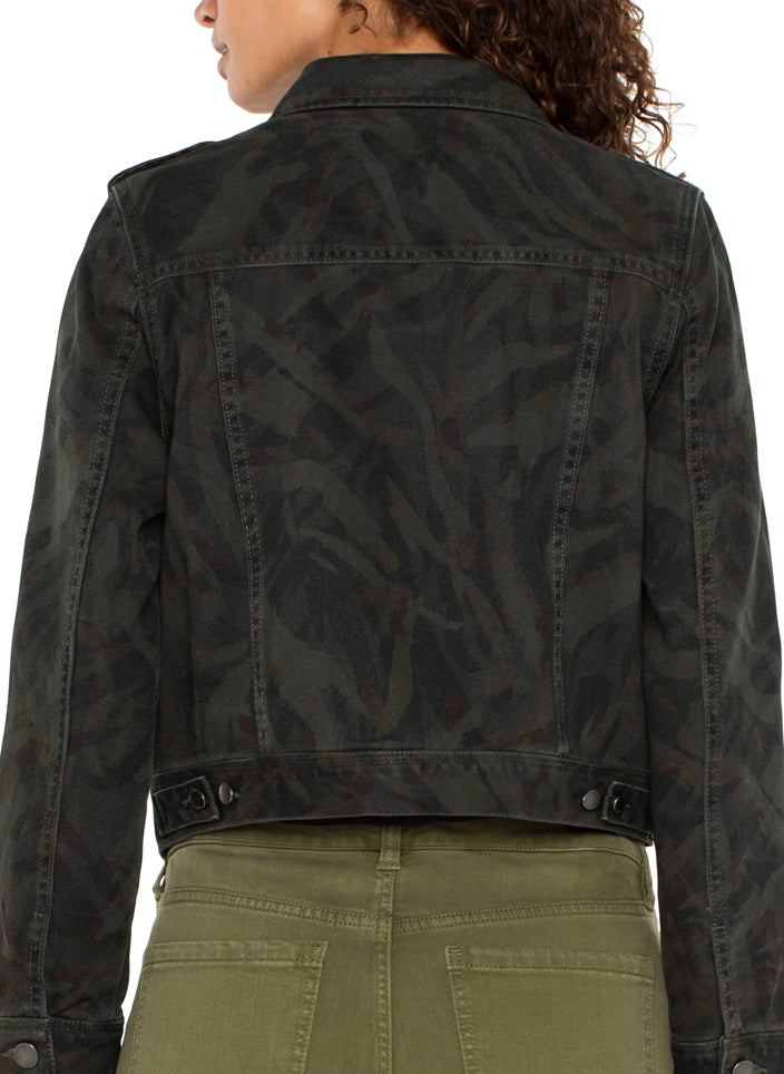 Military Crop Jacket Abstract Camo