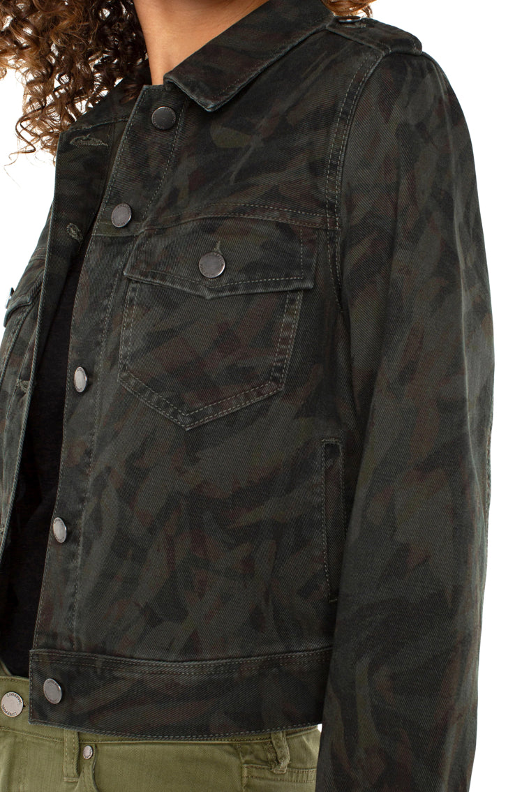 Military Crop Jacket Abstract Camo