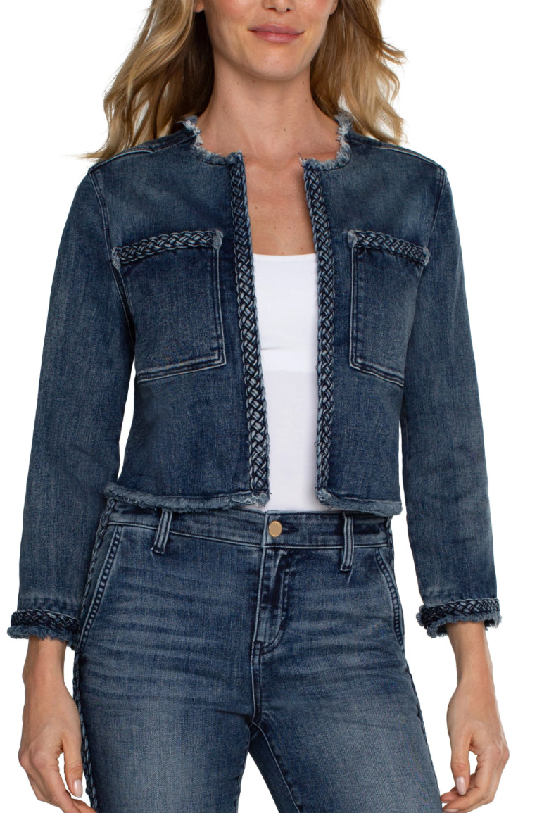 Eco Cropped Braided Denim Jacket Ponderay