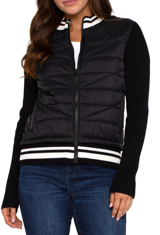 Quilted front Full Zip Sweater LM8D67SW53-S Black