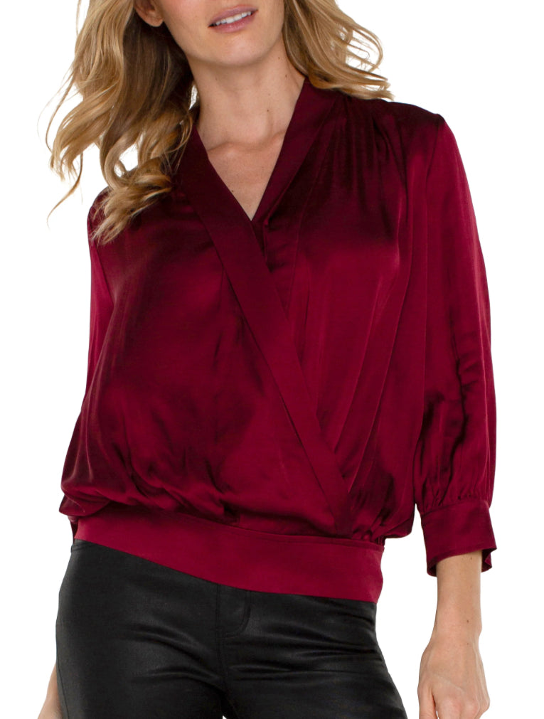 Shawl Wrap Front Bracelet Sleeve Blouse - Urban Shoetique