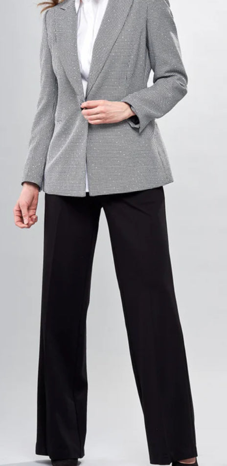 Houndstooth Blazer w/All Over Studs Black/White - Urban Shoetique