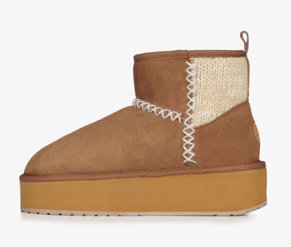 Stinger Knit Flatform Chestnut - Urban Shoetique