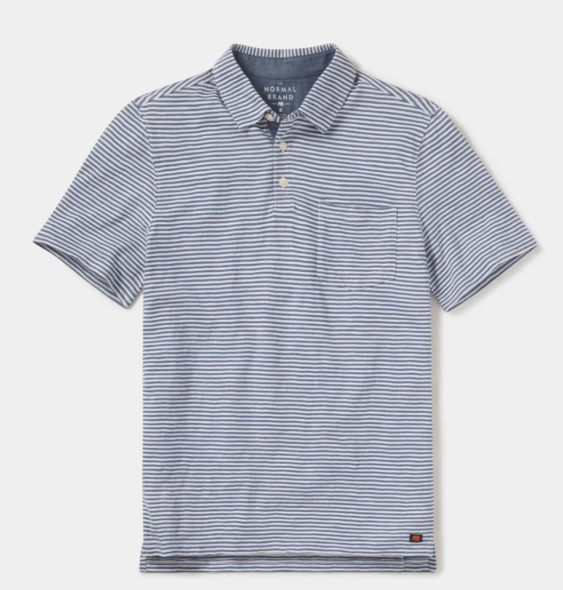 Vintage Slub Pocket Polo Blue Stripe