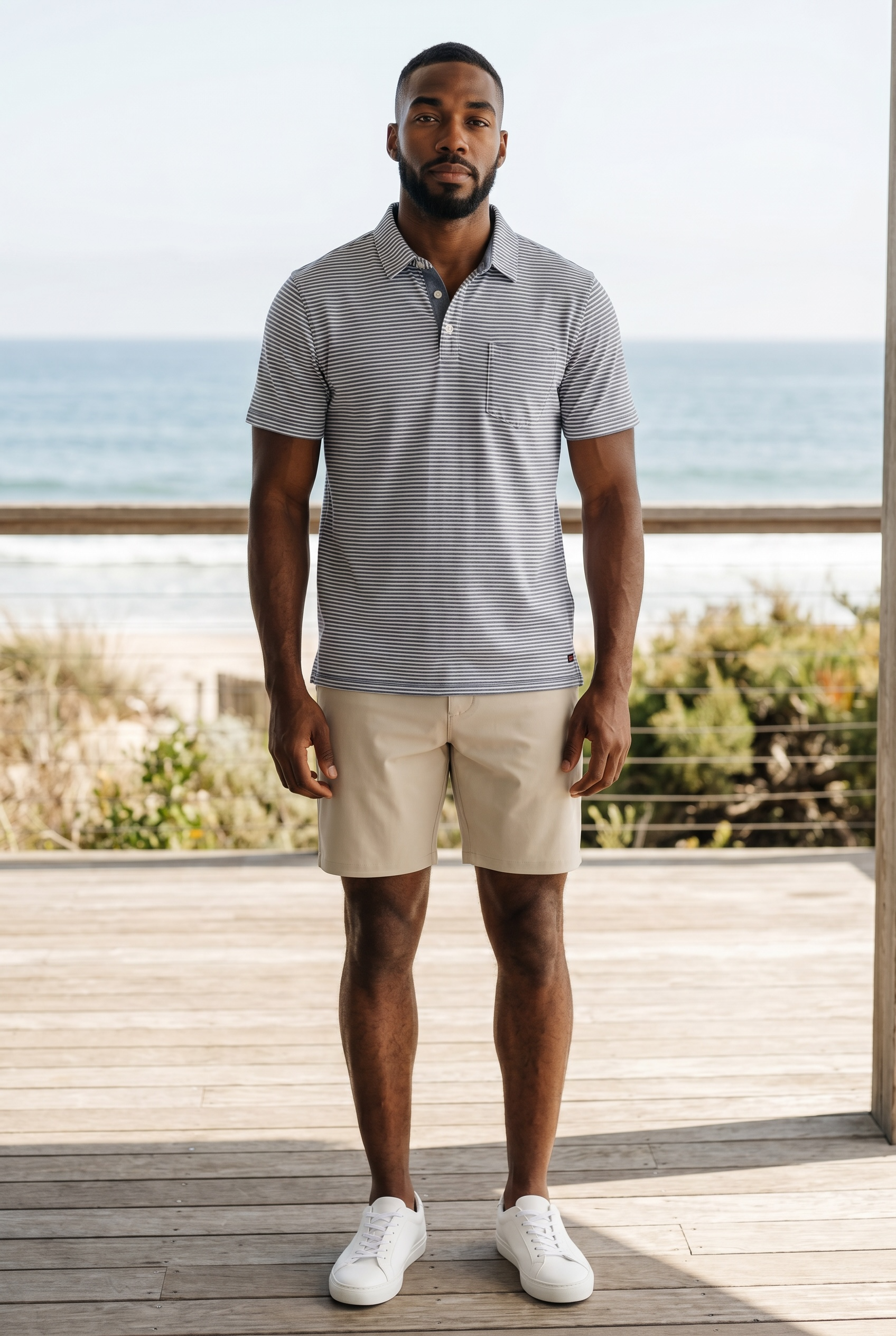 Vintage Slub Pocket Polo Blue Stripe