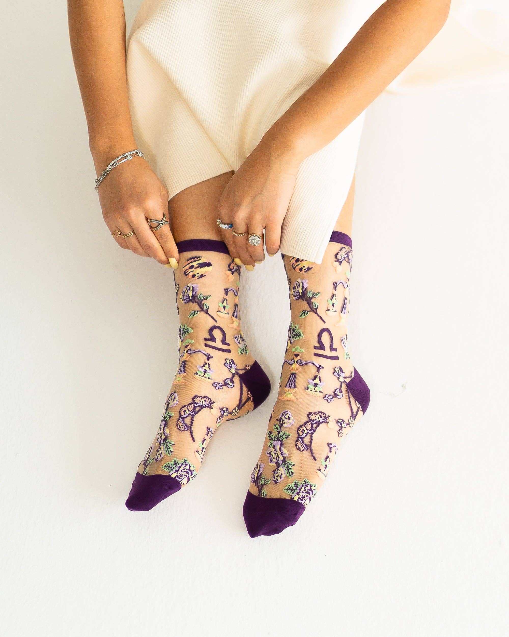 Libra Zodiac Sheer Crew Sock