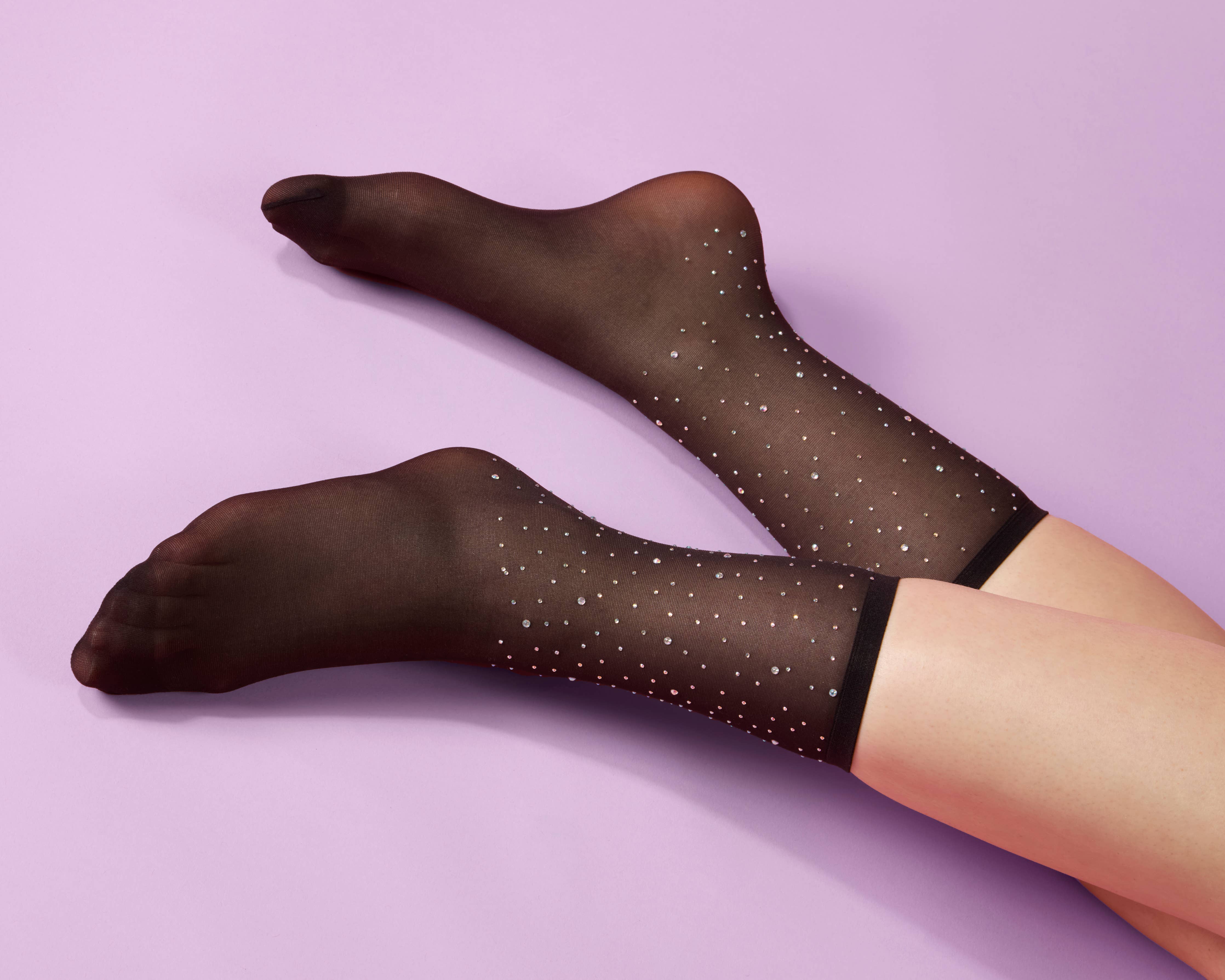 All Over Rhinestone Sheer Crew