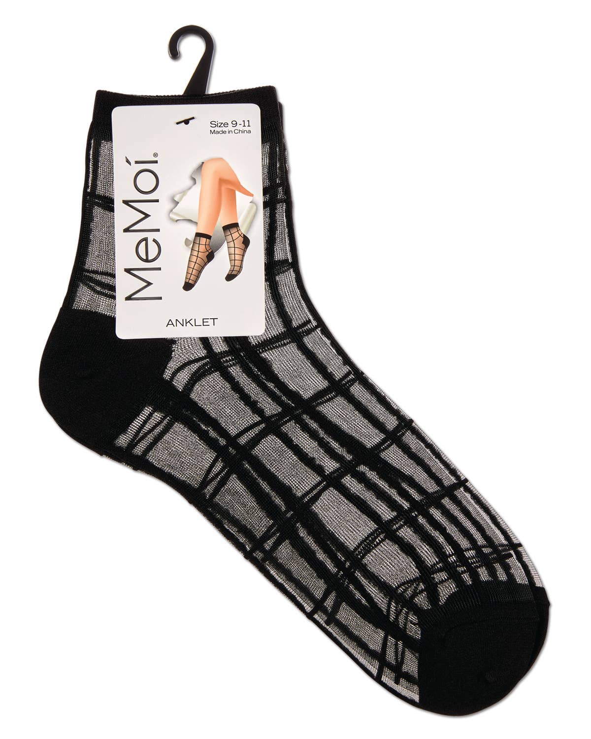 MeMoi Cheery Checker Sheer See-Through Ankle Socks