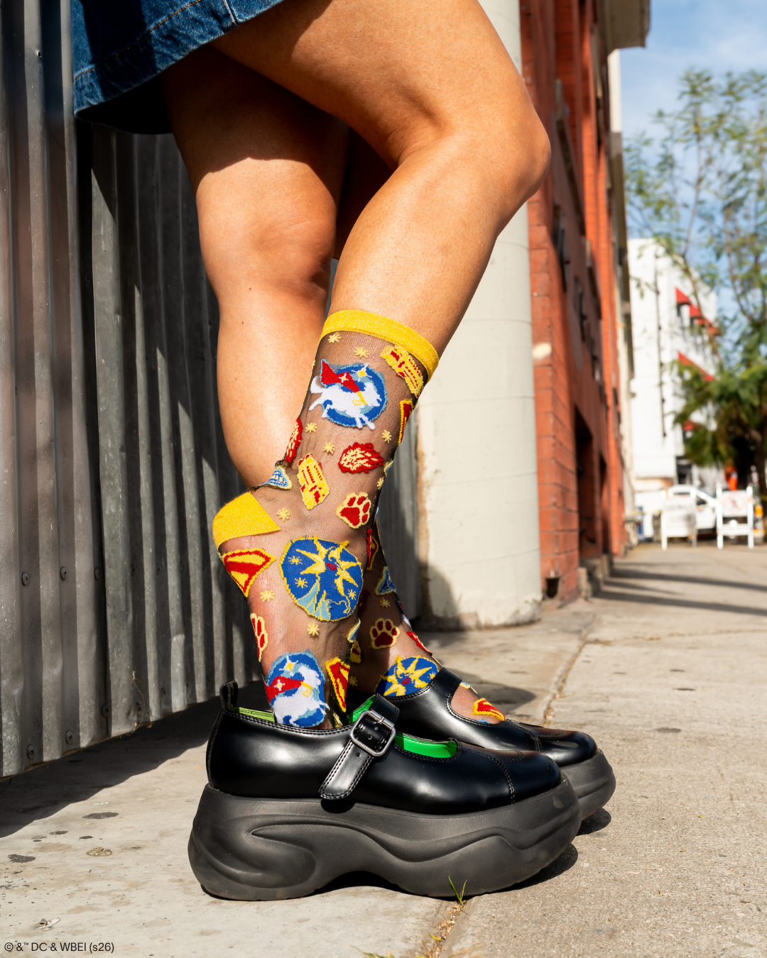 Supergirl Krypto Black Sheer Crew Sock